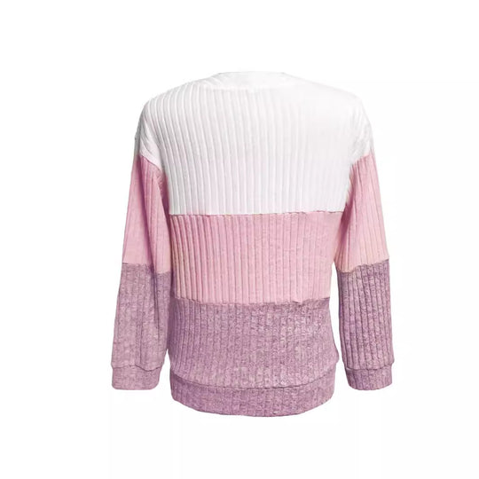 Damen nan gerippter Longpullover mit Ringreißverschluss und Colorblock-Struktur R&B