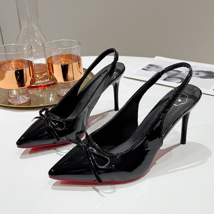 Damen Slingback-Pumps mit elegantem Schleifenakzent und spitzer Kappe R&B