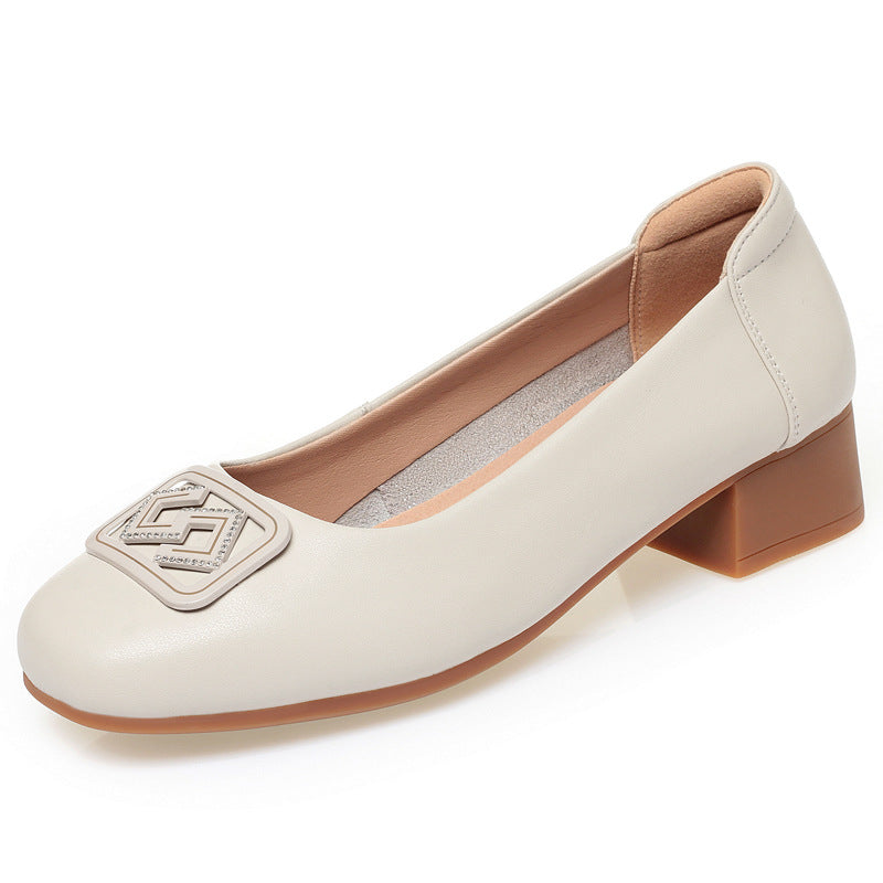 Damen Elegante Ballerinas mit modischem Schmuckdetail und bequemem Blockabsatz R&B