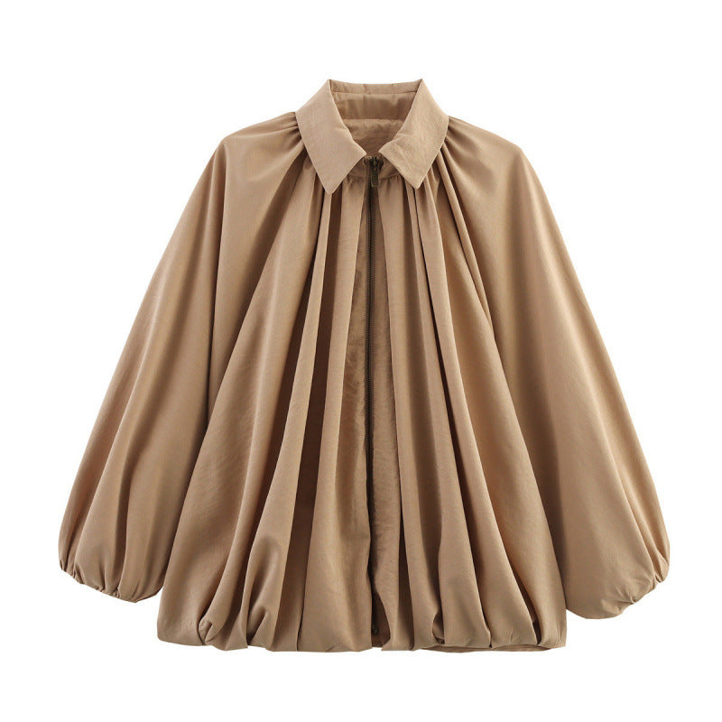 Damen Modische Bluse mit Volants und Reißverschluss R&B