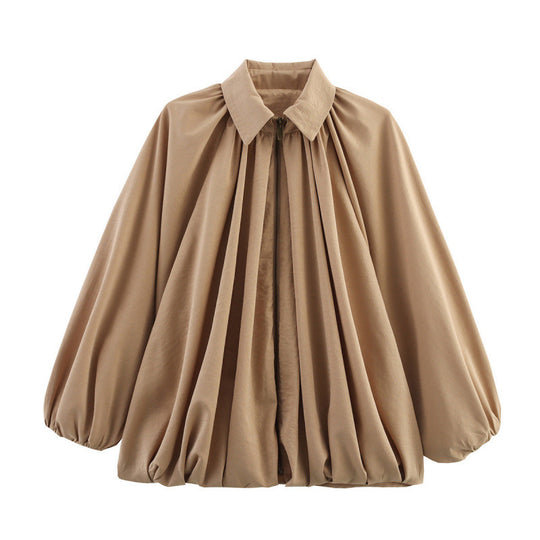 Damen Modische Bluse mit Volants und Reißverschluss R&B