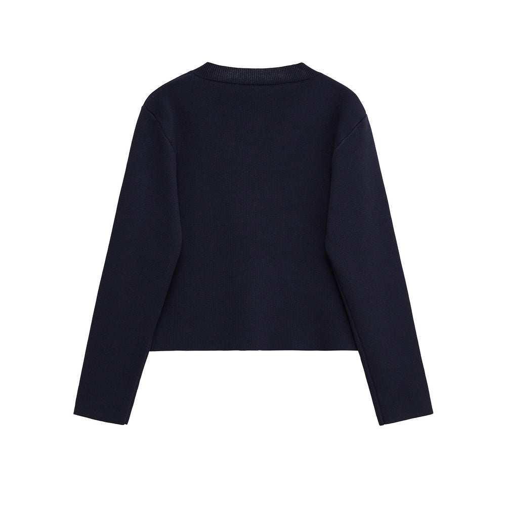 Damen elegante Strickjacke mit dekorativem Knopf R&B