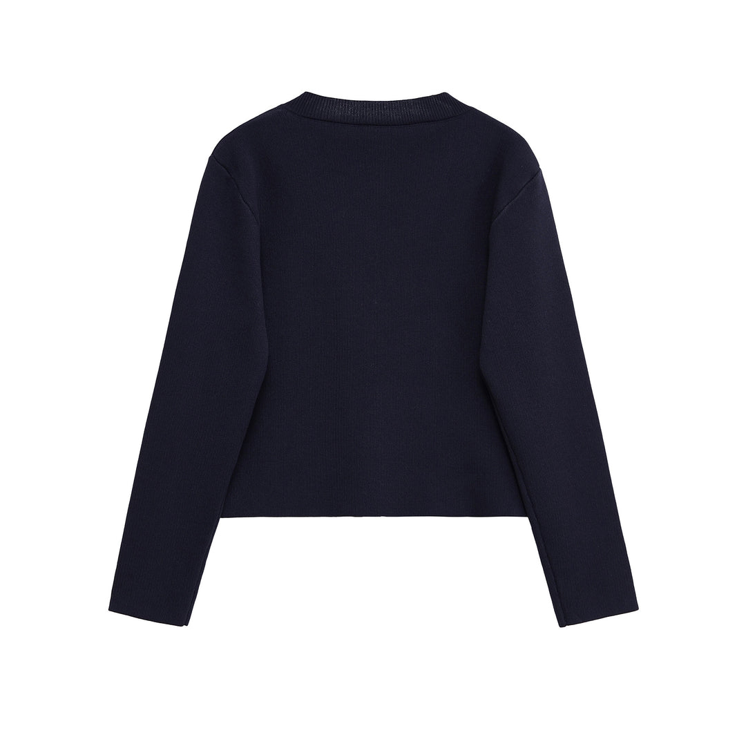 Damen elegante Strickjacke mit dekorativem Knopf R&B