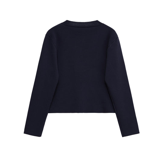 Damen elegante Strickjacke mit dekorativem Knopf R&B