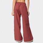Damen Weit geschnittene Karohose mit Spitzendetails R&B