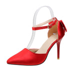 Damen Satin High Heels mit transparentem Riemen und Schleifenapplikation R&B