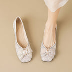 Damen Ballerinas mit funkelnden Strass- und Perlenapplikationen