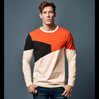 Herren Langarm T-Shirt mit modernem Farbblockdesign