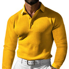 Herren Luxuriöses Langarm-Polohemd mit strukturiertem Design und modernen Details R&B