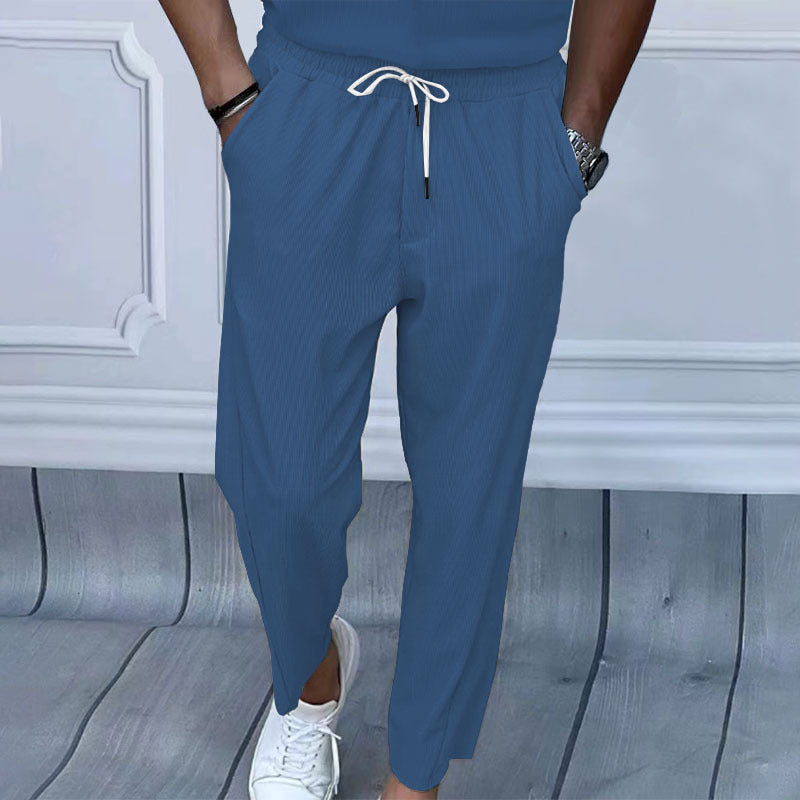 Herren Bequeme Freizeithose mit elastischem Bund und modernen Streifen R&B