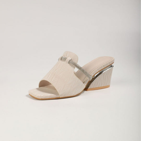 Damen elegante Slide-Sandalen mit funkelnden Akzenten R&B