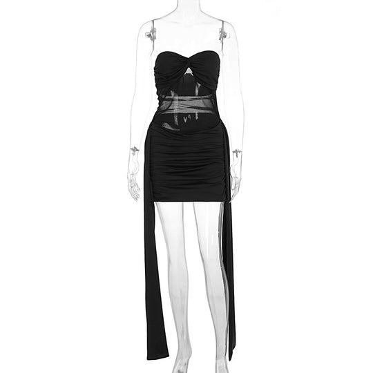 Damen Bodycon Minikleid mit innovativem Wickeldesign und herausnehmbaren Trägern R&B