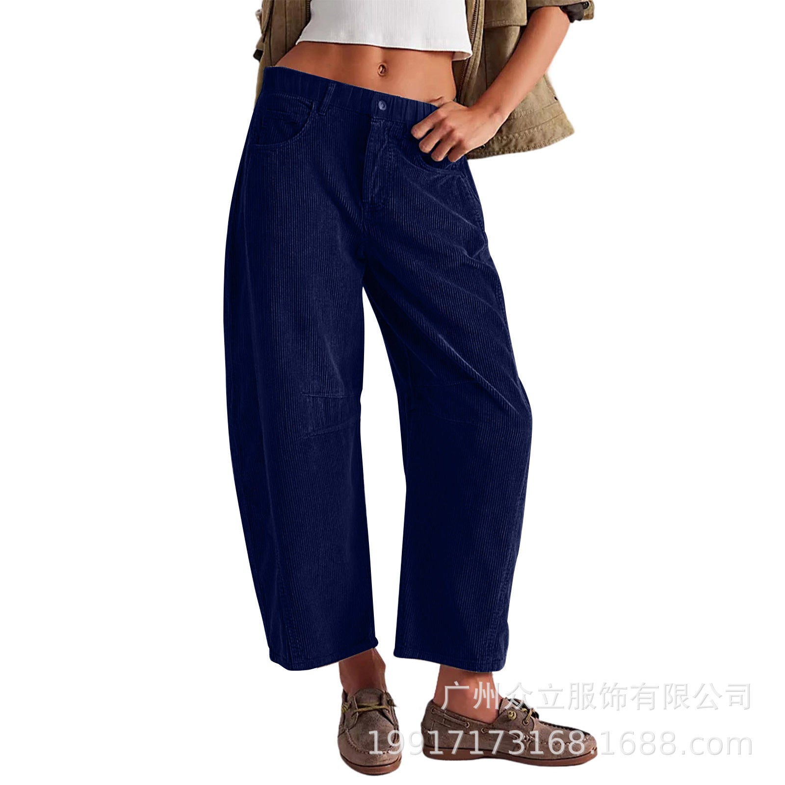 Damen Bequeme und stylische Palazzo-Hosen mit seitlichen Taschen R&B