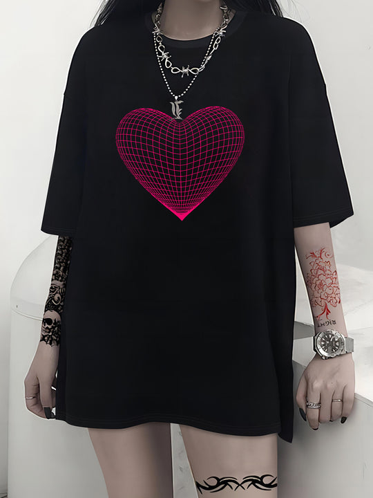 Damen T-Shirt mit kreativem Katzenmotiv und verspielter Schleife R&B