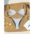 Damen Triangel-Bikini mit kontrastierenden Punkten und verstellbaren Trägern