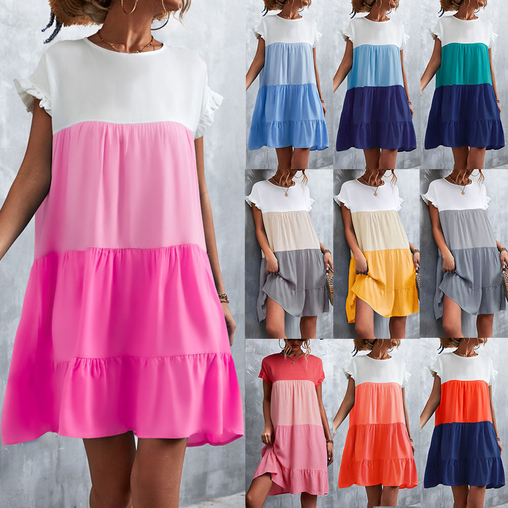 Damen lässiges Sommerkleid mit Rüschendetails und fließendem Schnitt R&B