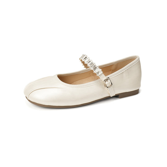 Damen Ballerinas mit elegantem Riemen und schimmerndem Obermaterial R&B