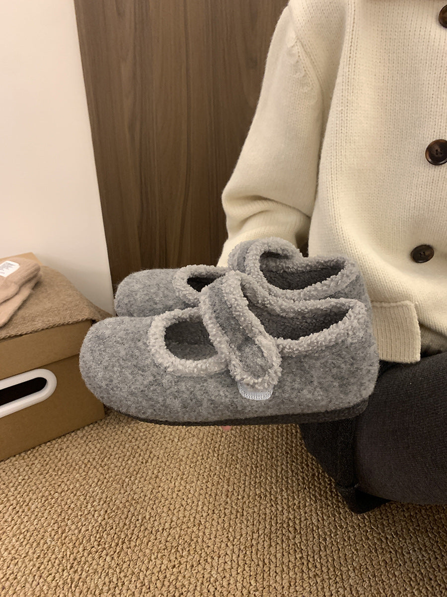 Damen Hausschuhe mit verstellbarem Riemen und kuscheligem Innenfutter R&B