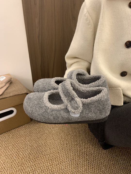 Damen Hausschuhe mit verstellbarem Riemen und kuscheligem Innenfutter R&B