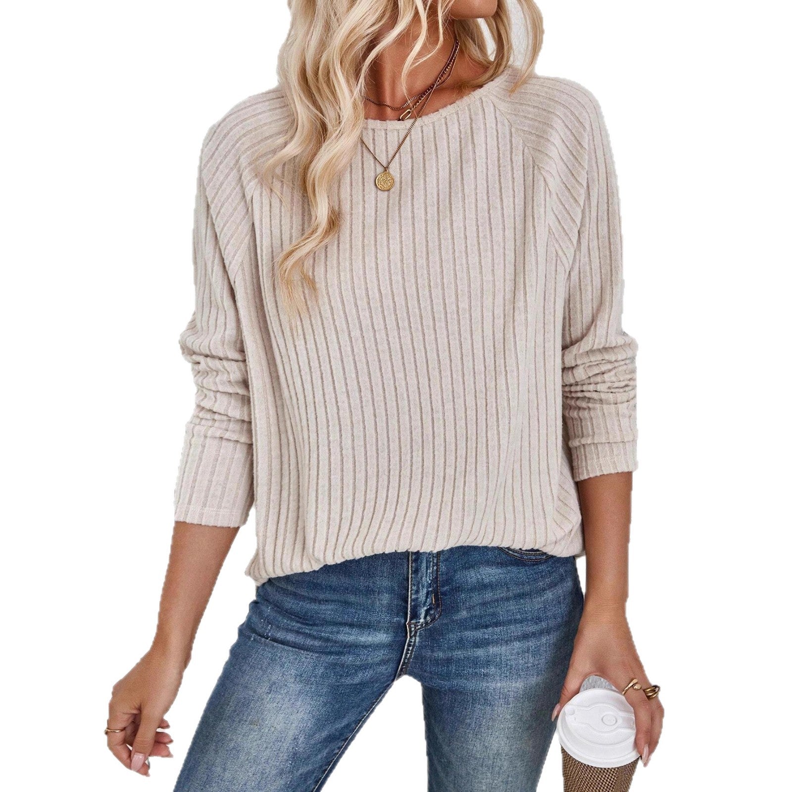 Damen Feinstrickpullover mit elegantem Rippdesign und lässigem Schnitt R&B