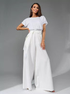 Damen Glitzernder Jumpsuit mit weitem Bein und Taillengürtel R&B