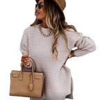 Damen Luxuriöser Strickpullover mit lässigem Schnitt und hohen Bündchen R&B