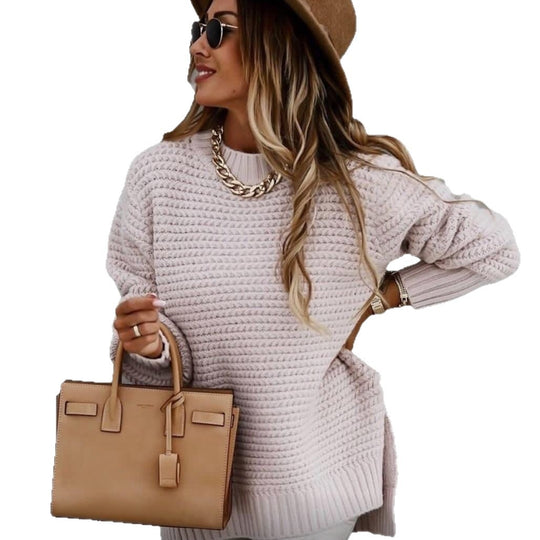 Damen Luxuriöser Strickpullover mit lässigem Schnitt und hohen Bündchen R&B