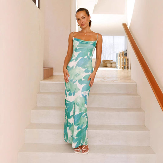 Damen Maxi-Kleid mit ärmellosem Schnitt und elegantem floralem Design R&B