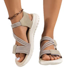 Damen bequeme Riemchensandalen mit verstellbaren Verschlüssen und dämpfender Sohle R&B