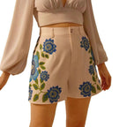 Damen Shorts mit floralem Druck und dekorativen Details R&B