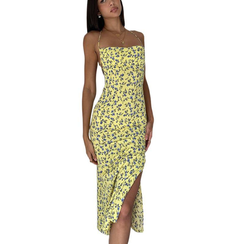 Damen Etuikleid mit floralem Design und eleganten Spaghettiträgern R&B