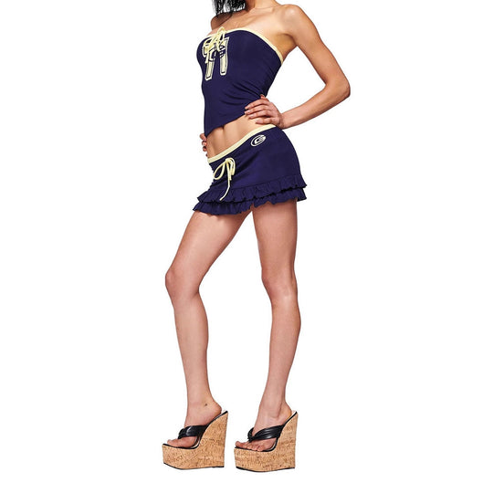 Damen Rüschen Minikleid mit schulterfreiem Design R&B
