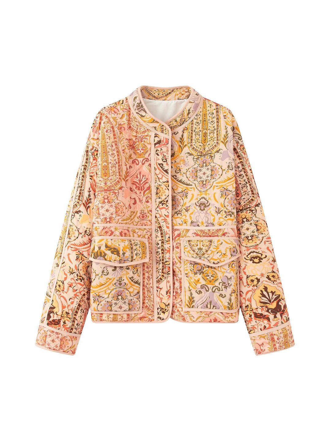 Damen gesteppte Jacke mit floralen Mustern und praktischen Taschen R&B