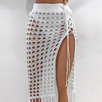 Damen gehäkelter Strand-Sarong mit Fransen R&B