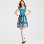 Damen nan traditionelles Kurzdirndl mit Spitzenärmeln, Schnürung und floraler Schürze R&B