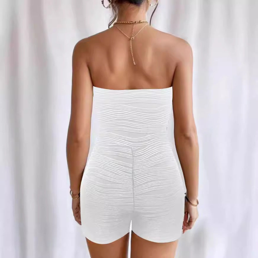 Damen ärmelloser Jumpsuit mit gerafftem Design R&B
