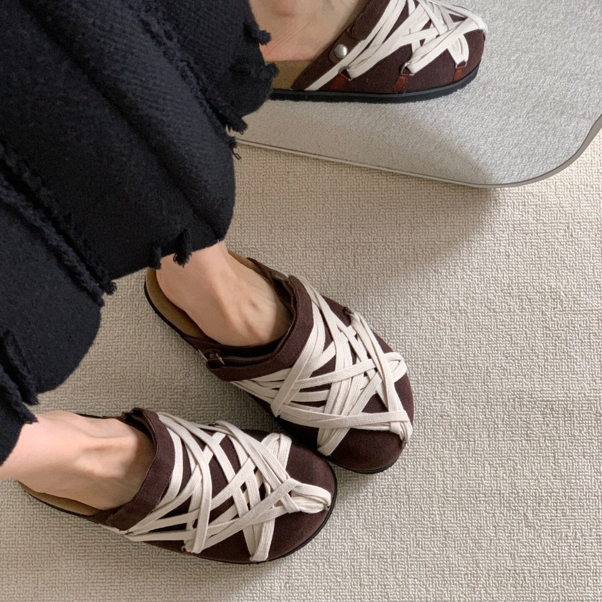 Damen Clogs mit geflochtenem Design und komfortablem Fußbett R&B