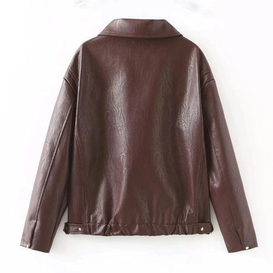 Damen Kunstlederjacke im lässigen Schnitt mit aufgesetzten Taschen R&B