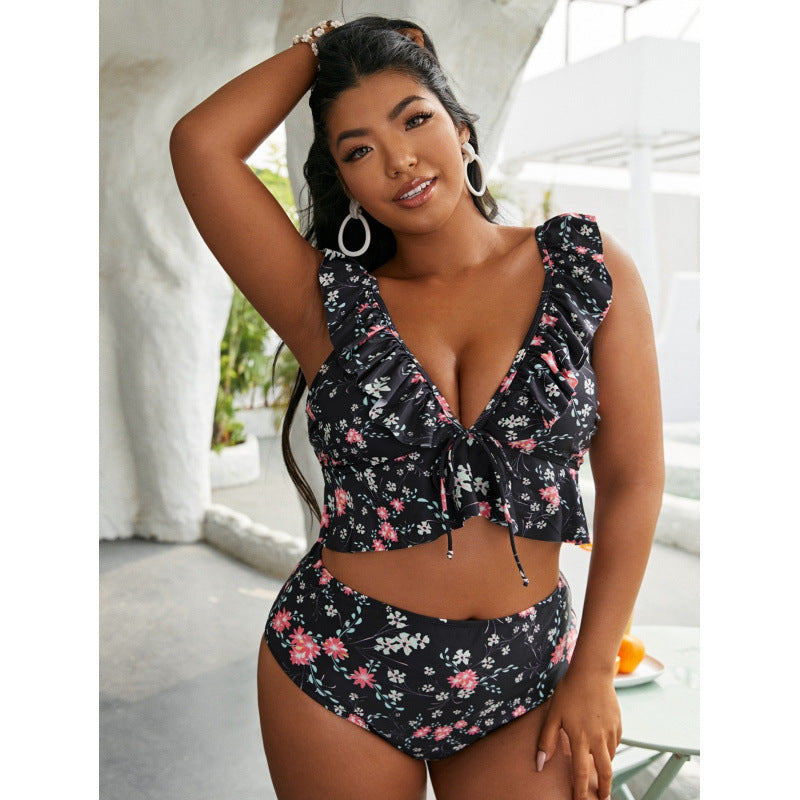 Damen Bikini-Set mit Rüschendesign und verstellbarem Oberteil R&B