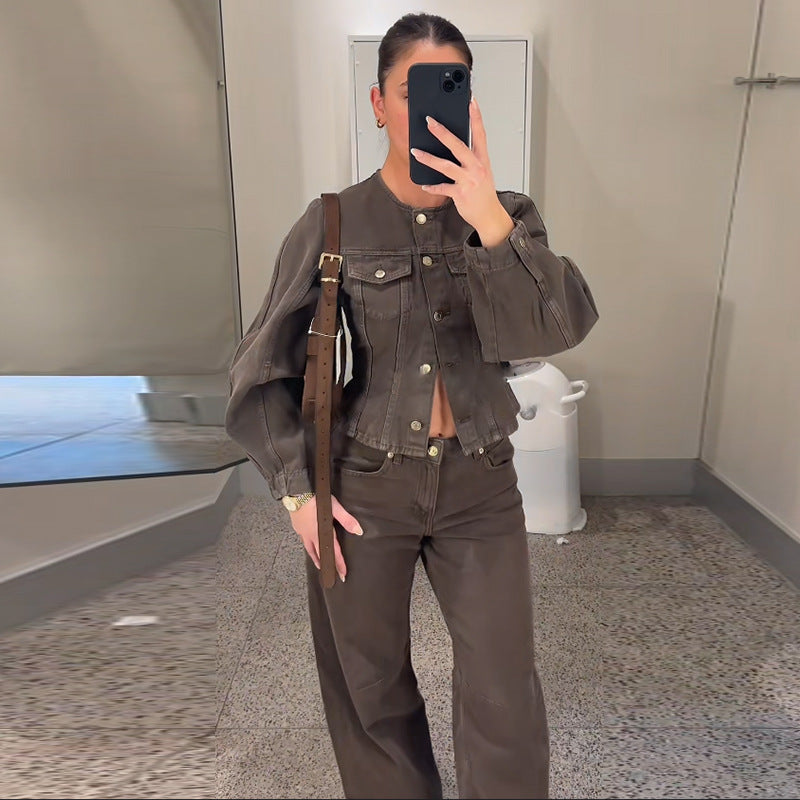 Damen Trendige Baumwolljacke im Vintage-Stil mit praktischen Taschen R&B
