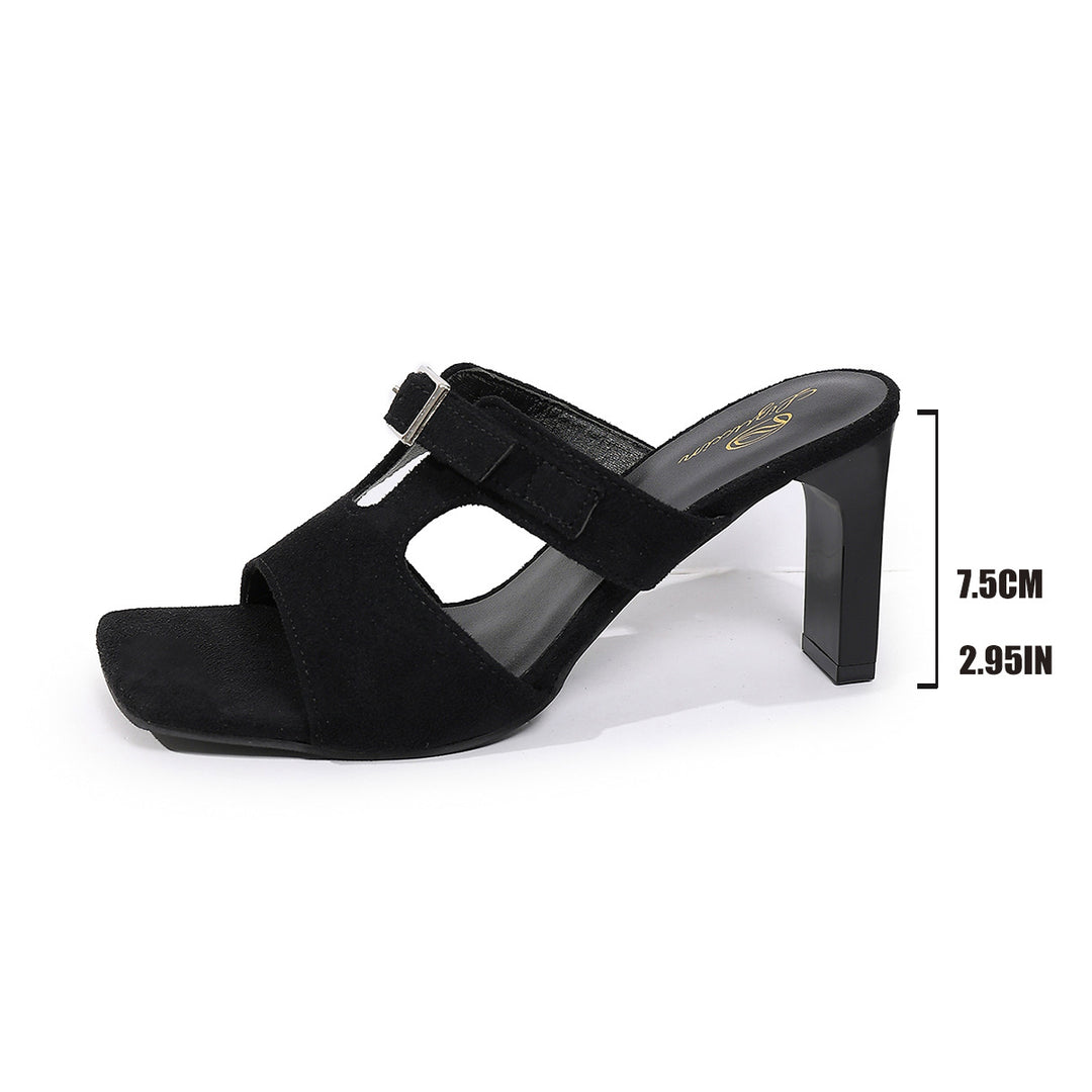 Damen elegante offene Sling-Pantoletten mit komfortablem Blockabsatz R&B