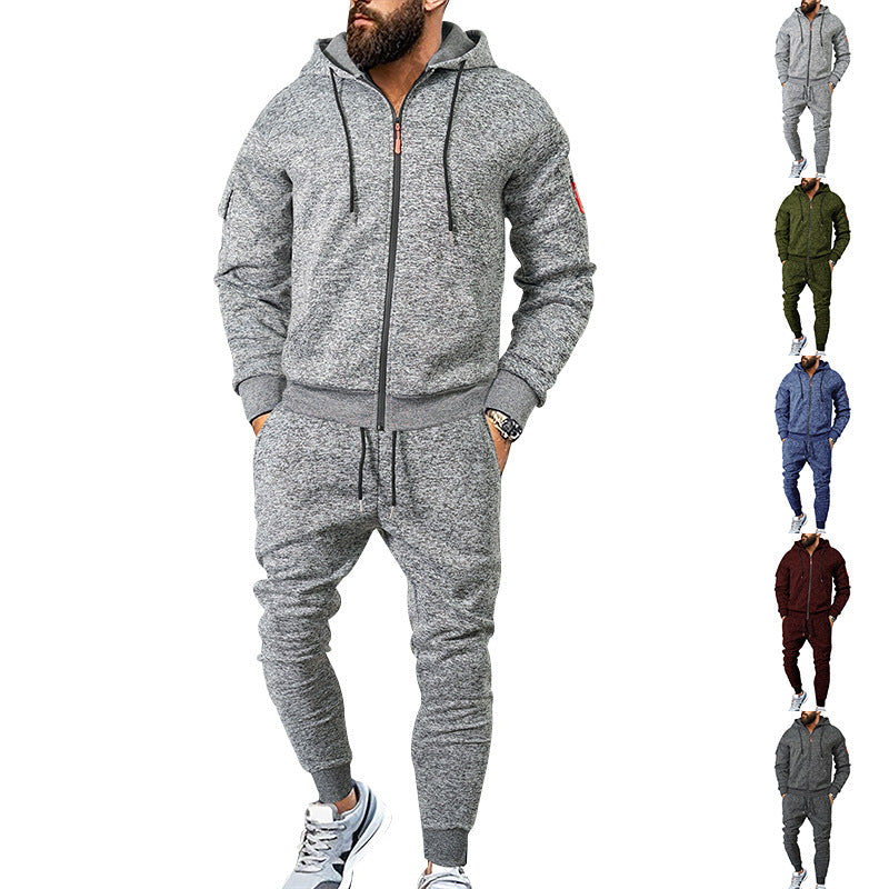 Herren sportliches Zweiteiliges Trainingsanzug mit praktischen Taschen und elastischem Bund R&B