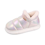 Damen gefütterte Slipper mit glänzender Oberflächenstruktur und weichem Innensohle