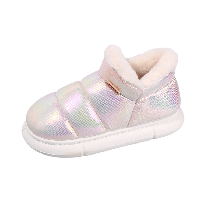 Damen gefütterte Slipper mit glänzender Oberflächenstruktur und weichem Innensohle