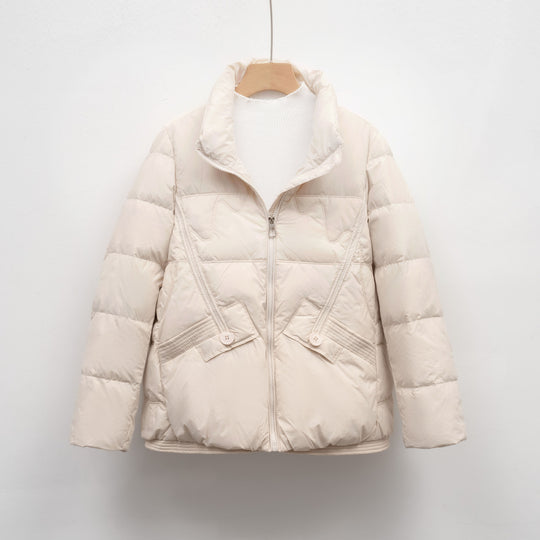 Damen gesteppte Winterjacke mit praktischen Taschen und hohem Kragen R&B