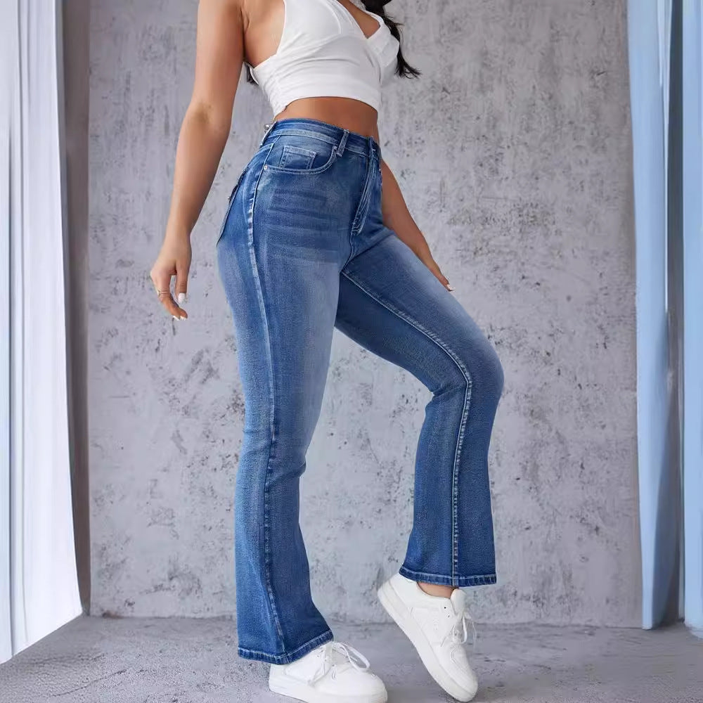Damen Bootcut-Jeans mit hohem Taillenbund und Stretch-Anteil R&B