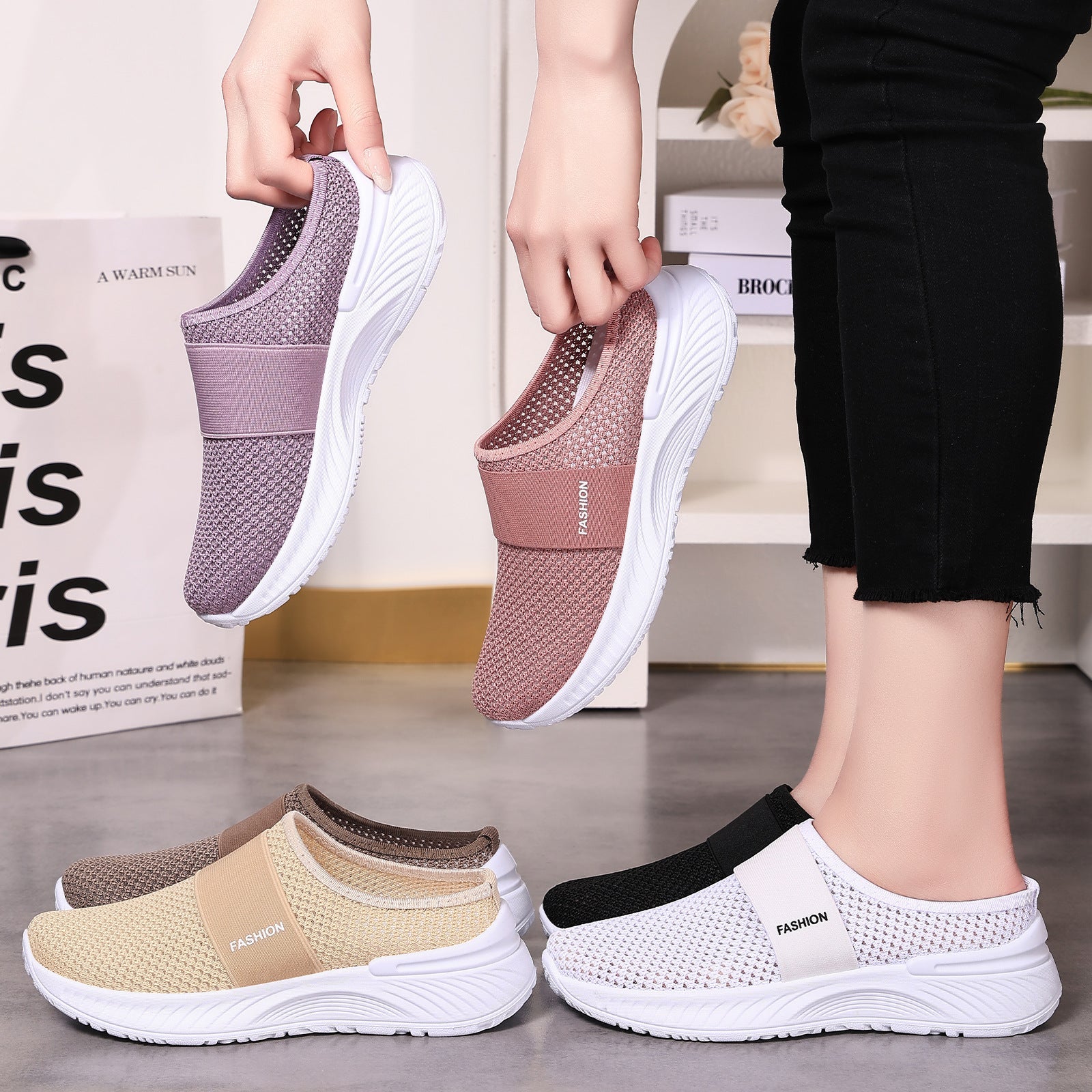 Damen Komfortable und atmungsaktive Slip-On Freizeitschuhe R&B
