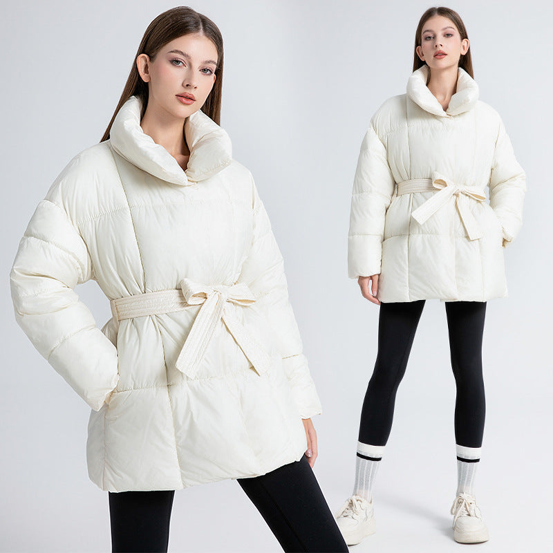 Damen Wattierte Jacke mit Gürtel und eleganter Kragenform R&B