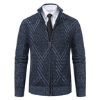 Herren Strickjacke mit modernem Zipper und strukturiertem Design