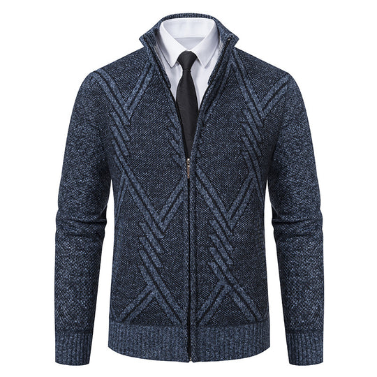 Herren Strickjacke mit modernem Zipper und strukturiertem Design R&B
